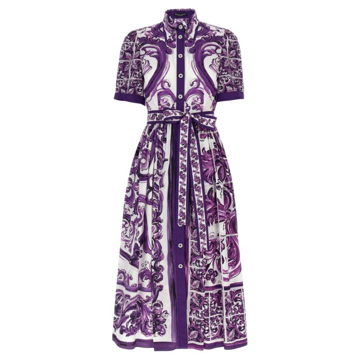 【楽天ブラックフライデー最大80%OFF+P2倍~】Dolce & Gabbana ドルチェガッバーナ レディース ワンピース・ドレス・オールインワン F6JFNTFI5JPHP5DQ 'Maiolica' print chemisier dress Purple IT38 IT40 IT42 IT44 IT46 IT48 32 34 36 38 40 42 44 ... 【送料無料・関税込】