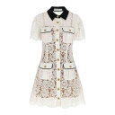 セルフ・ポートレイト self-portrait White Lace Contrast Collar Mini Dress PF25020SW Women ワ...