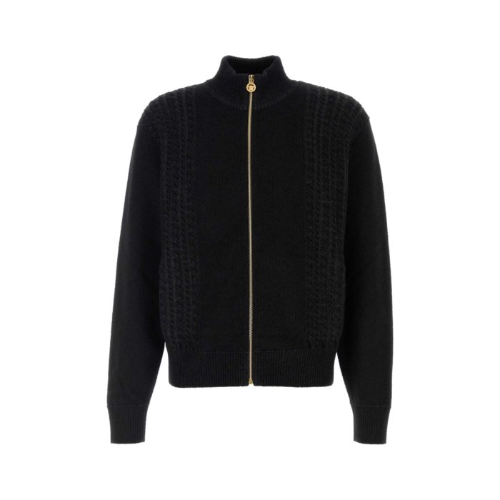 VERSACE �����륵������ ��� �˥åȡ����������������ǥ����� 10205941A146771EF70 Black jacquard cardigan ...
