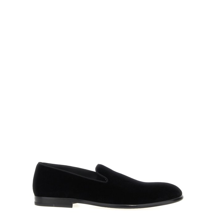 Dolce & Gabbana ドルチェガッバーナ メンズ ローファー A50613A680880999 Velvet slipper Black IT40 46 42 40 41 43 44 45 47 【送料無料・関税込】