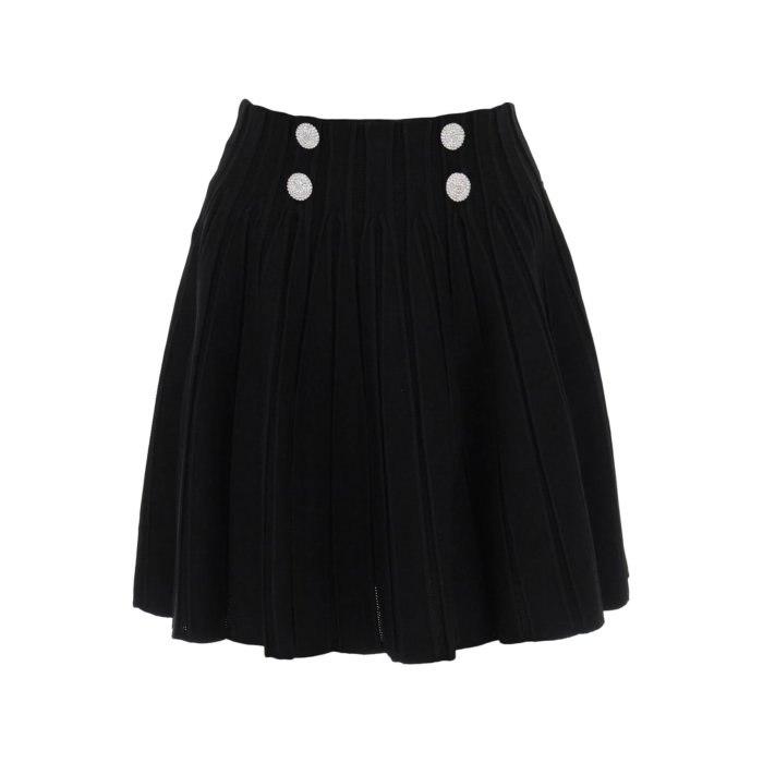 バルマン Balmain rib knit skater mini skirt ウィメンズ ウェア オールインワン Black 32 34 36 38 40 42 44 46 48 女性 BF0LB927KF130PA 【送料無料・関税込】