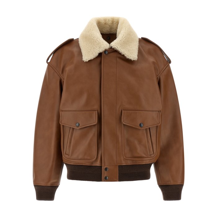 Saint Laurent サンローラン レディース レザー&ファージャケット・コート 843525YCTE22146 Aviator bomber jacke...