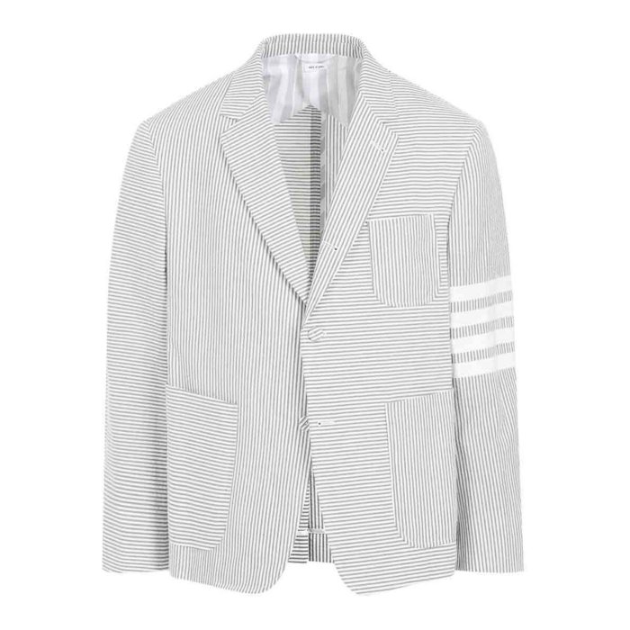トム・ブラウン Thom Browne Seersucker Jacket MJC395F00572035 Men スーツ・ジャケット Grey 5 【送料無料・関税込】