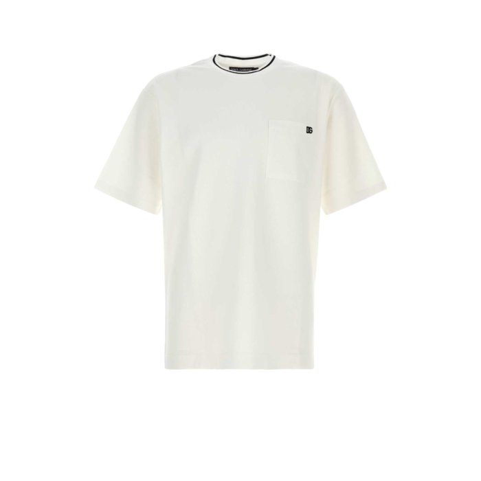 【楽天ブラックフライデー最大80%OFF+P2倍~】Dolce & Gabbana ドルチェガッバーナ メンズ Tシャツ・カットソー G8ST3ZHU7UTW0800 White piquet t-shirt Black 50 48 54 52 【送料無料・関税込】