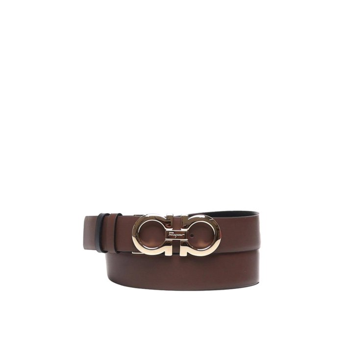 【送料無料・関税込】 フェラガモ FERRAGAMO Gancini leather belt ウィメンズ アクセサリー ベルト・サスペンダー Brown 100 女性 23A564764023727