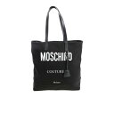 モスキーノ MOSCHINO Black fabric shopper with logo 742382031555 Men トートバッグ Black ones...