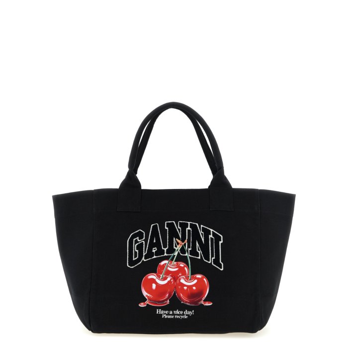 乐天商城 - GANNI ガニー レディース トートバッグ B2110038252 'Black Medium Cherry Tote' shopping bag Black onesize 【送料無料・関税込】