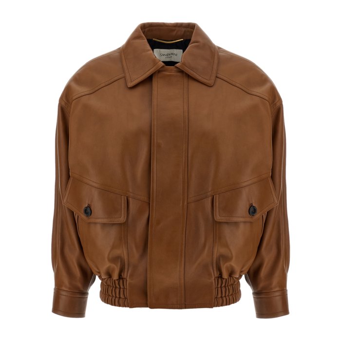 Saint Laurent サンローラン レディース レザー&ファージャケット・コート 842948YCSK22080 Leather bomber jacke...