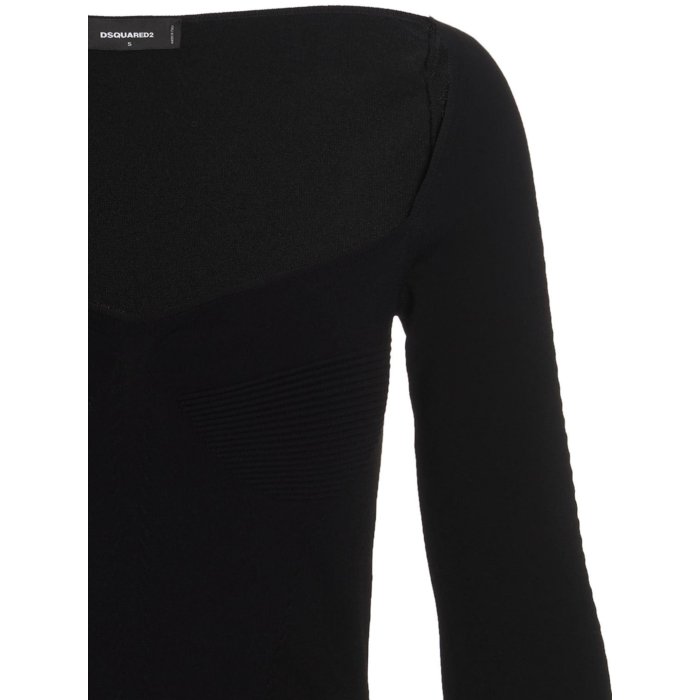 ディースクエアード Dsquared2 Ribbed viscose dress S75CV0598S18170900 Women ワンピース・ドレス・オールインワン Black S XS M 【送料無料・関税込】