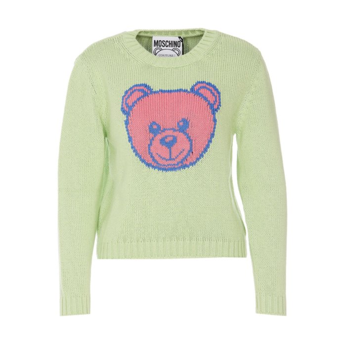 楽天Stok（ストック）【楽天ブラックフライデー最大80％OFF+P2倍~】MOSCHINO モスキーノ レディース ニット・セーター・カーディガン 092605034449 Crewneck pullover embroidered on the front Green 42 【送料無料・関税込】