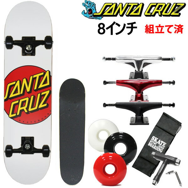 サンタクルーズ スケボー コンプリート Santa Cruz 　CLASSIC DOT ホワイト　8x31.6インチ 　スケートボード完成品【s7】