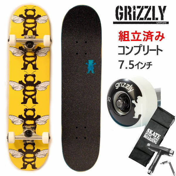 ギフト包装について GRIZZLY 7.5インチ コンプリートスケートボードグリズリー7.5コンプリートスケートボードグリズリーグリップテープ、ベアカットアウト付き。プリント7プライデッキ。52MMブランドホイール。ABEC5ベアリング。ブランドトラックデッキと足回りのパーツがオールインワンになっており、届いたその日からすぐ乗りはじめられる人気のコンプリートデッキ。キッズや女性向けの板の幅で、軽さを重視した、コンパクトなサイズのデッキ。小学校高学年および小柄な女性向き　足サイズの目安　21cm～24cmくらいクリスマスプレゼントにもおススメです。スケボー,コンプリート,デッキ,グリズリー,GRIZZLY,7.5インチ,子供,キッズ,女性向け,初心者,おすすめ,スケートボード