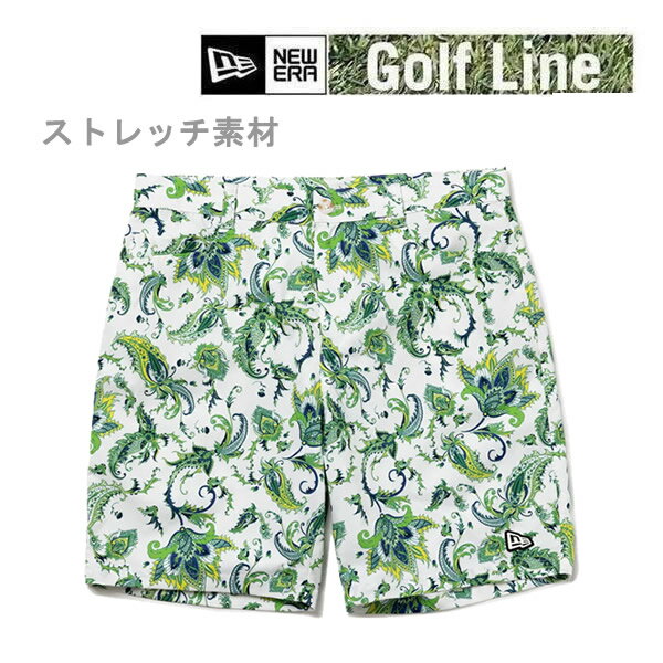 ニューエラ ゴルフ テック 涼しい ショートパンツ All Over ホワイトペイズリー (13516941) ストレッチ素材 NEWERA GOLF ウェア