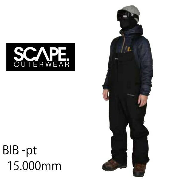 【マラソン期間★3000円以上で300円OFFクーポン】SCAPE エスケープ スノーボードウェア　23-24　BIB -pants ビブパンツ/ BLACK　(2023-2024)　 ウエア　 スノーボード ウェア メンズ・レディース【C1】【s5】