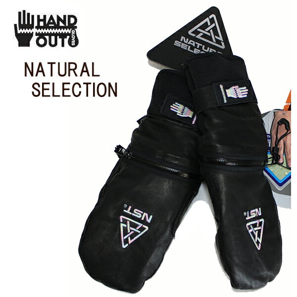 ハンドアウト グローブ ミトン NST コラボ HAND OUT GLOVES NATURAL SELECTION Mittens レザー ブラック スノーボード スキー グローブ 手袋【C1】【s6】