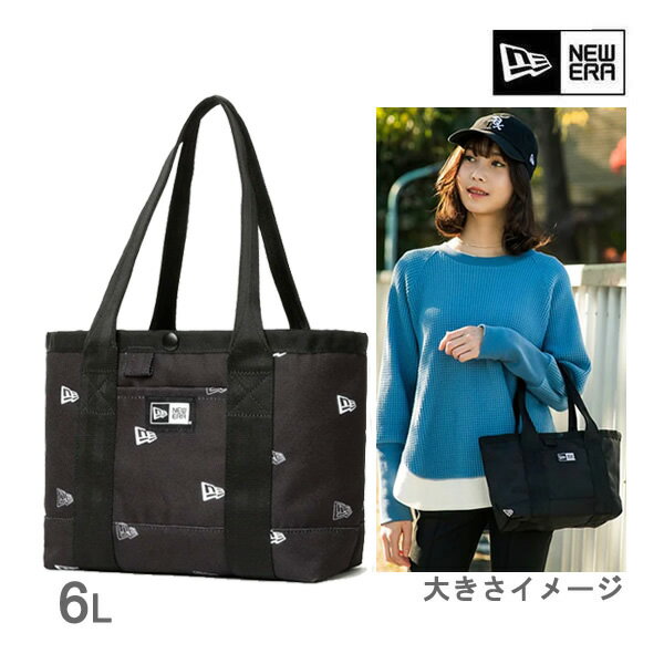 ニューエラ トートバッグ ミニ 6L フラッグロゴ モノグラム ブラック(14108392)newera バッグ TOTE BAG MINI お弁当 ゴルフ【C1】【s7】