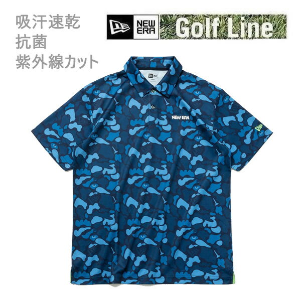 ニューエラ ゴルフウェア 半袖 テック ポロシャツ Duck Hunter Camo ネイビー(14109026)日本正規品 newera ゴルフウェア