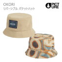 【マラソン★3000円以上で300円OFFクーポン】ピクチャー OKORI 2in1 リバーシブル バケットハット Dark Stone Tiki Print ...