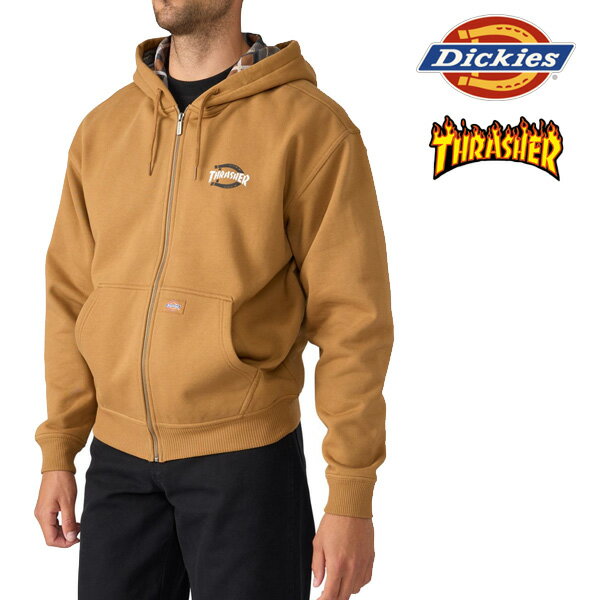 ディッキーズ×スラッシャー コラボ ジップ パーカー / ブラウン DICKIES x THRASHER【s4】