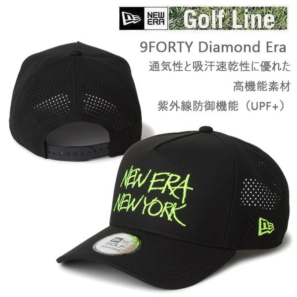 Rakuten - 【6/10まで★3000円以上で300円OFFクーポン】ニューエラ ゴルフ キャップ 9FORTY Diamond Era NEW YORK ブラック( 14747304 ) NEWERA GOLF 日本正規品【s1】