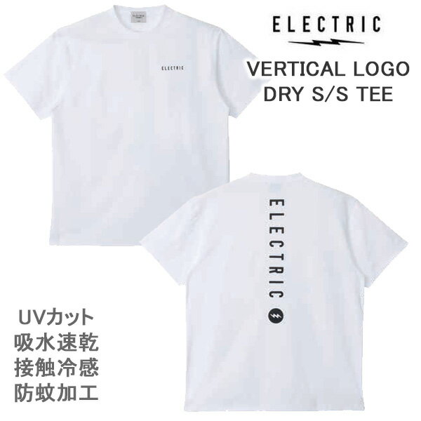 Rakuten - 【6/10まで★3000円以上で300円OFFクーポン】エレクトリック Tシャツ VERTICAL LOGO DRY S/S TEE 半袖 (E26ST27) / WHITE 吸汗速乾 接触冷感 防蚊加工 UVカットelectric アパレル【s1】