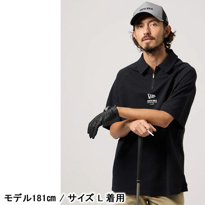 ニューエラ ゴルフ 半袖 ポロシャツ シアサッカー ブラック (14859911) 日本正規品 NEWERA【C1】【N1】【K1】【s8】