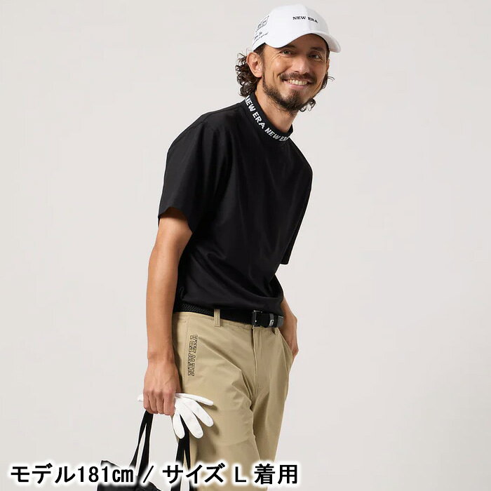 【7/25まで★3000円以上で300円OFFクーポン】ニューエラ ゴルフ 半袖 ミッドネック Tシャツ 鹿の子 ブラック (14859933) 日本正規品 モックネック ウェア メンズ 吸汗　速乾　涼しい　NEWERA【C1】【N1】【K1】【s7】