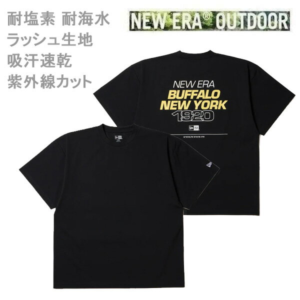 Rakuten - 【6/10まで★3000円以上で300円OFFクーポン】ニューエラ tシャツ 半袖 水陸両用 オーバーサイズド Tシャツ Buffalo.NENY1920 ブラック(14774257) NEWERA アウトドア 日本正規品【s1】