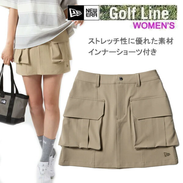 Rakuten - 【6/10まで★3000円以上で300円OFFクーポン】ニューエラ ゴルフウェア Women's ストレッチ ツイル カーゴスカート カーキ ( 14859853 ) レディース NEWERA ゴルフ【s1】
