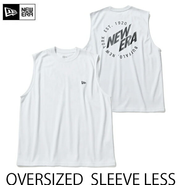 Rakuten - 【6/10まで★3000円以上で300円OFFクーポン】ニューエラ 　スリーブレス オーバーサイズド パフォーマンス Tシャツ Tee Circle BNYNE ホワイト NEW ERA SLEEVELESS OVERSIZED TEE (14744555) 吸汗速乾 NEWERA パフォーマンスアパレル 正規品【C1】【N1】【K1】【s1】
