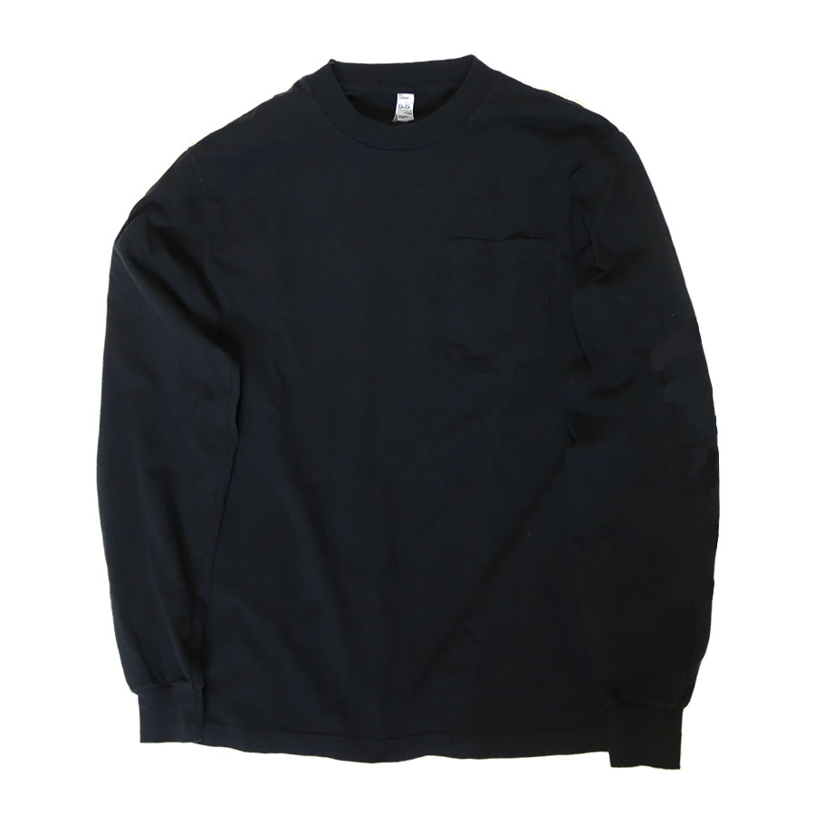 楽天スノーボードSTOMPLOS ANGELES APPAREL ロサンゼルスアパレル / 無地 肉厚 6.5oz 長袖 ポケットTシャツ ロンTEE / Long Sleeve Garment Dye Pocket T-Shirt - BLACK / 1810GD アメアパ ロスアパ LAアパレル　黒 ブラック【s0】