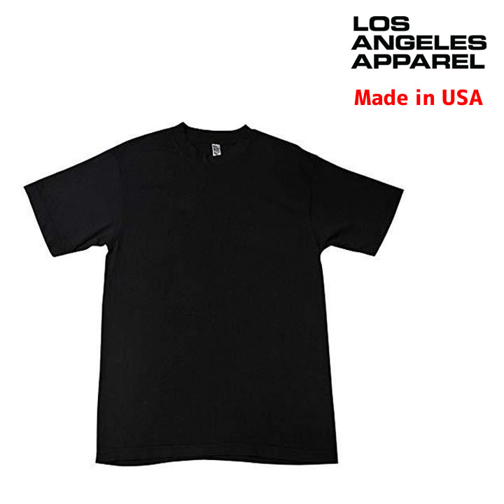 LOS ANGELES APPAREL ロサンゼルスアパレル / 無地 肉厚 6.5oz 半袖Tシャツ / Short Sleeve Garment Dye Crew Neck T-Shirt - BLACK / 1801GD アメアパ ロスアパ LAアパレル　黒 ブラック