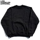 LOS ANGELES APPAREL ロサンゼルスアパレル /裏起毛 厚手スウェット クルーネック トレーナー /14oz HEAVY FLEECE PULLOVER CREWNECK SWEATSHIRT -BLACK/HF07 ロスアパ LAアパレル ブラック 黒 メンズレディース無地