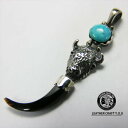 【本日0の付く日24h限定!全品20%OFF目玉クーポン】希少/牛角/ペンダントトップ/シルバー925/ターコイズ/インディアンジュエリー/svtop-036