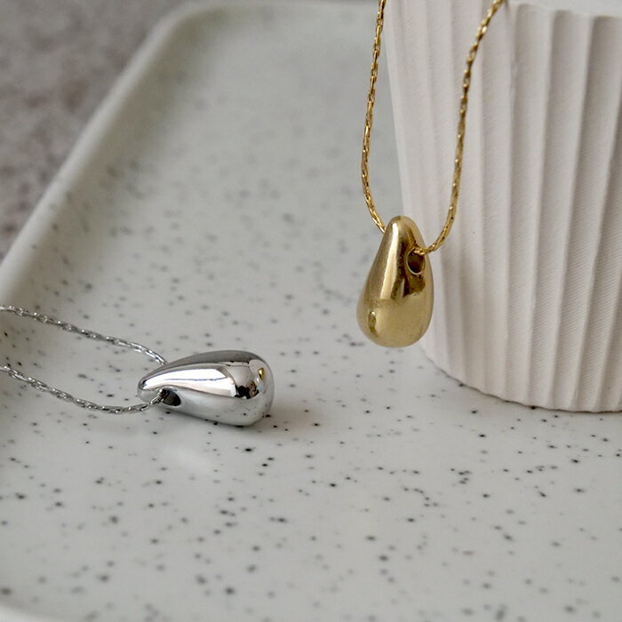 【最大50%オフ マラソン】 金属アレルギー対応 【60. ティアドロップ ネックレス ゴールド /シルバー 40cm】 アジャスター付 ステンレス 316 サージカル 医療用 45cm 【メール便送料無料】