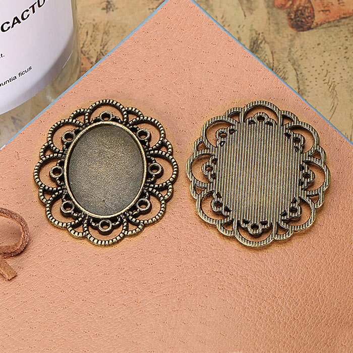 【34.ミール皿 レース】 1個売り パーツ ハンドメイド 楕円 レジン 手芸 DIY ゴールド アンティーク シルバー 金古美 stone-akane-10006928 天然石とステンレスのお店 Akane サンプル画像3