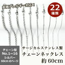 サージカルステンレス製 ネックレスチェーン 金具付【約60cm シルバー】No.1～16のページ サージカル ステンレス 金属アレルギー ネックレス 喜平 アズキ 小豆 アレルギーフリー ハンドメイド 素材