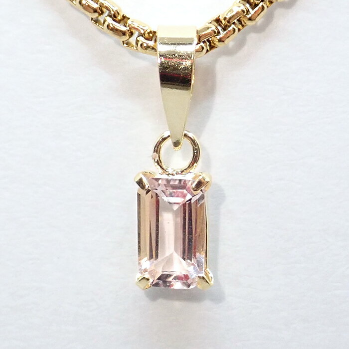 【送料無料】 モルガナイト スクエア 3x5mm 約0.25ct K18 ペンダントトップ ブラジ...