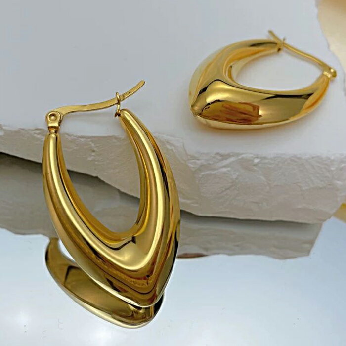 楽天天然石とステンレスのお店　Akane【最大50％オフ スーパーSALE】 金属アレルギー対応 207. フープピアス【U字】 1ペア（2個）ステンレス304 キャッチレス 大ぶり 大きめ レディース 女性 アクセサリー 【メール便送料無料】