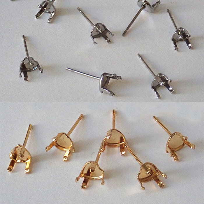 【サージカルステンレス 316】【10個】ハートピアスパーツ 立爪 石座 ゴールド シ...
