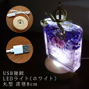 USB接続 木製(直径:8cm) LEDライト(ホワイト)ON/OFF スイッチ付き ハーバリウム 台座 ステージ 非回転 丸 円 円形 丸型 スタンド 照明 光る ボトル クリスタル アクスタ