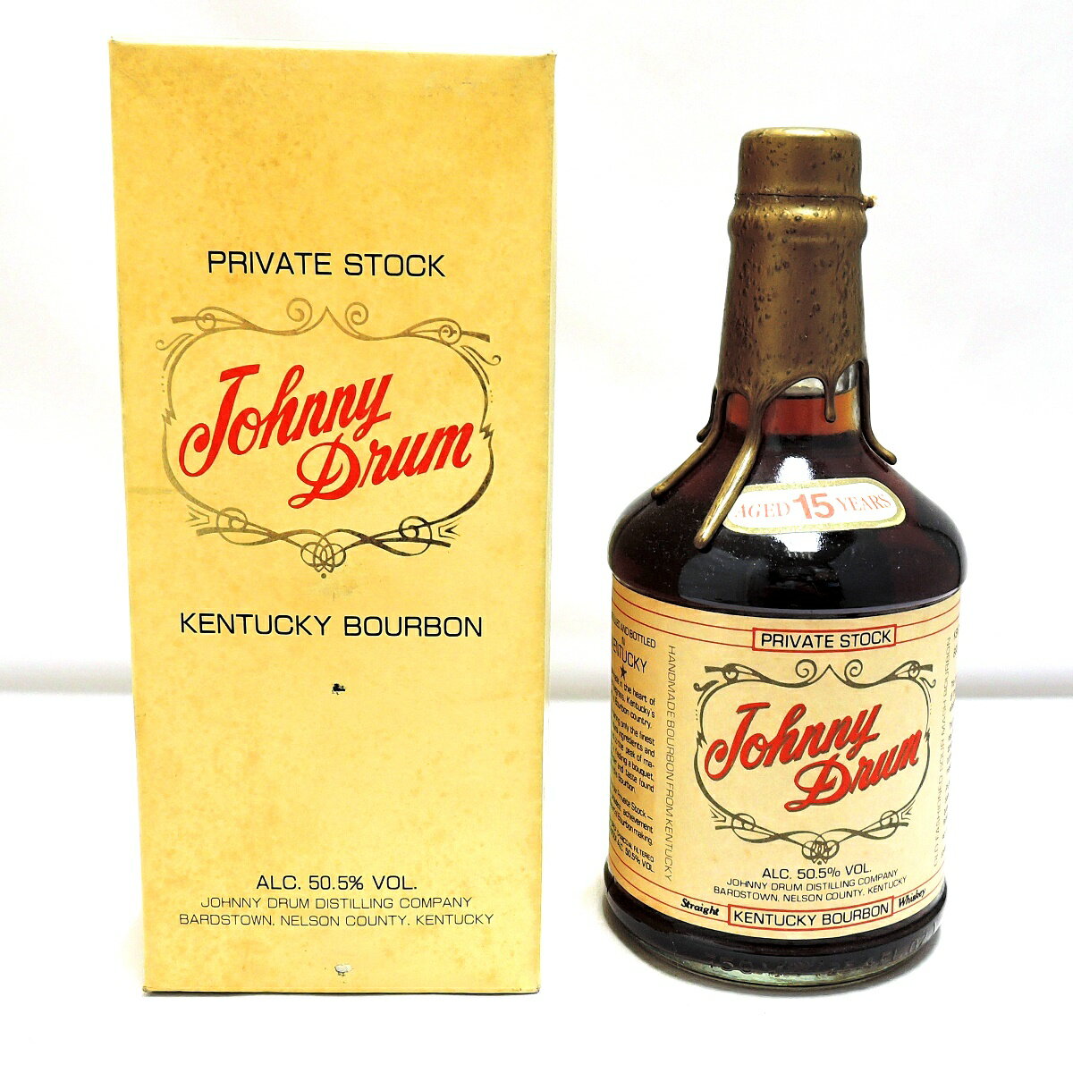 【中古】 古酒 ウイスキー バーボン ジョニードラム15年 プライベート ストック バーボン ウイスキー Johnny drum Kentucky burbon whiskey 750ml 50.5度 FS 箱あり