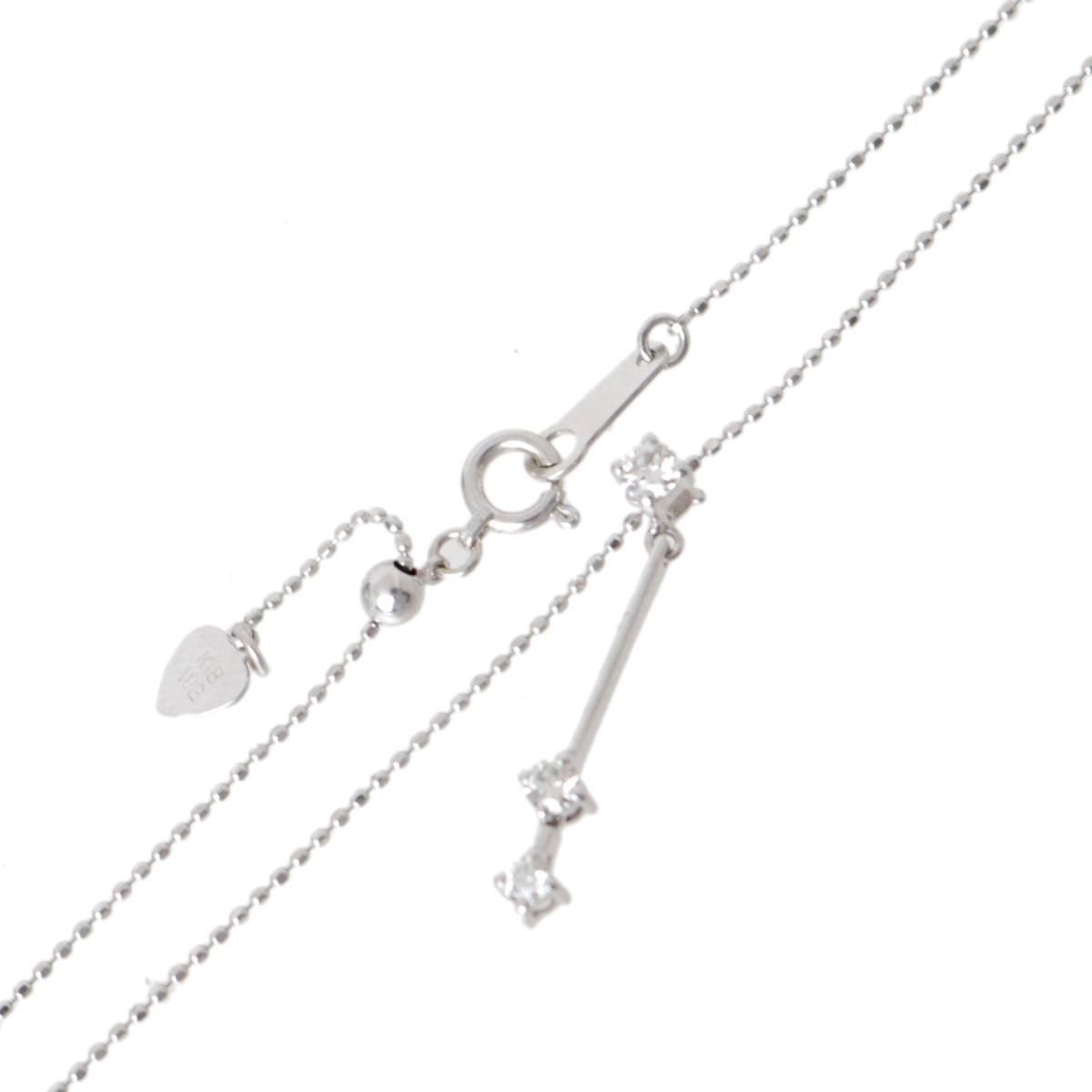 Rakuten - 【中古】 ハッピーアロー ハート&キューピッド ダイヤトップ 0.20ct ペンダントネックレス K18WG 首周り最大約45cm 重量約2.4g NT Bランク