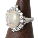 【中古】 オパール リング 指輪 Pt900 プラチナ900 天然オパール 3.21ct ダイヤモンド 0.71ct 11号 重量約8.9g NT 磨き仕上げ品 ABランク
