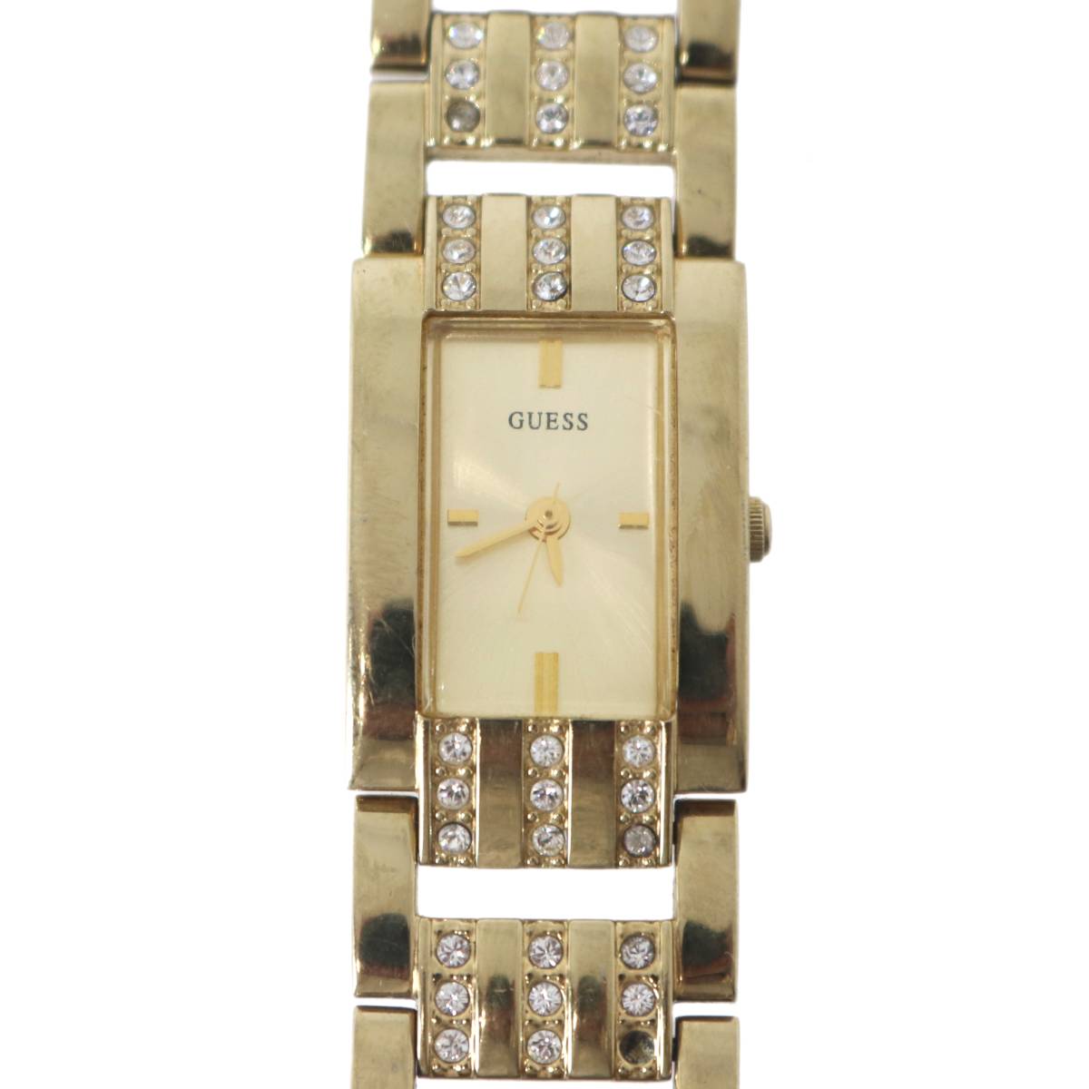 【中古】 GUESS ゲス レディース クォーツ 腕時計 ゴールド W85006L1 腕回り約16.5cm ベルト幅約17mm ケース17.5×24(mm) NT Bランク
