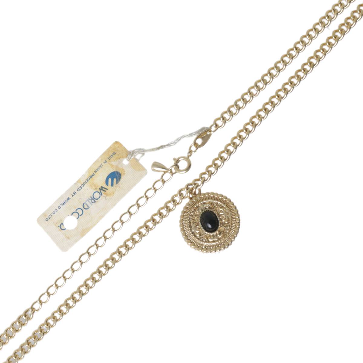 Rakuten - 【中古】 CORDIER コルディア 西洋風 サークル トップ ペンダント 喜平チェーンネックレス ゴールド×ブラック 首周り最大約60cm 重量約25.7g NT 美品 Aランク