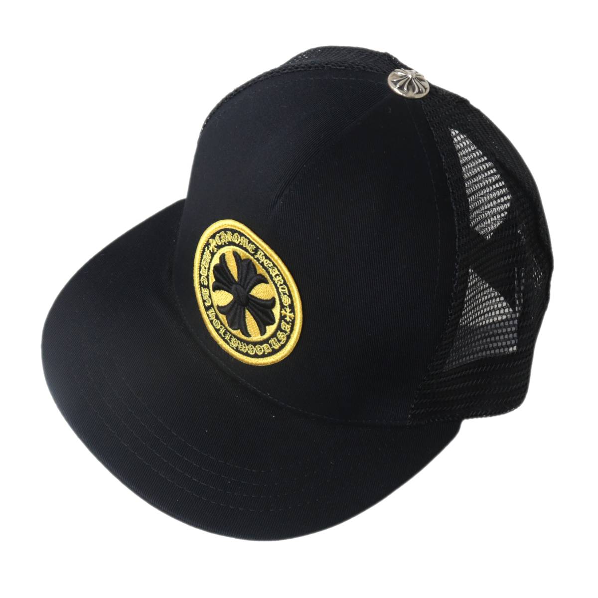 【中古】 CHROME HEARTS/クロムハーツ トラッカーキャップラウンドパッチ CHクロス ブラック×イエロー ONE SIZE／53-60 NT 未使用品 Nランク