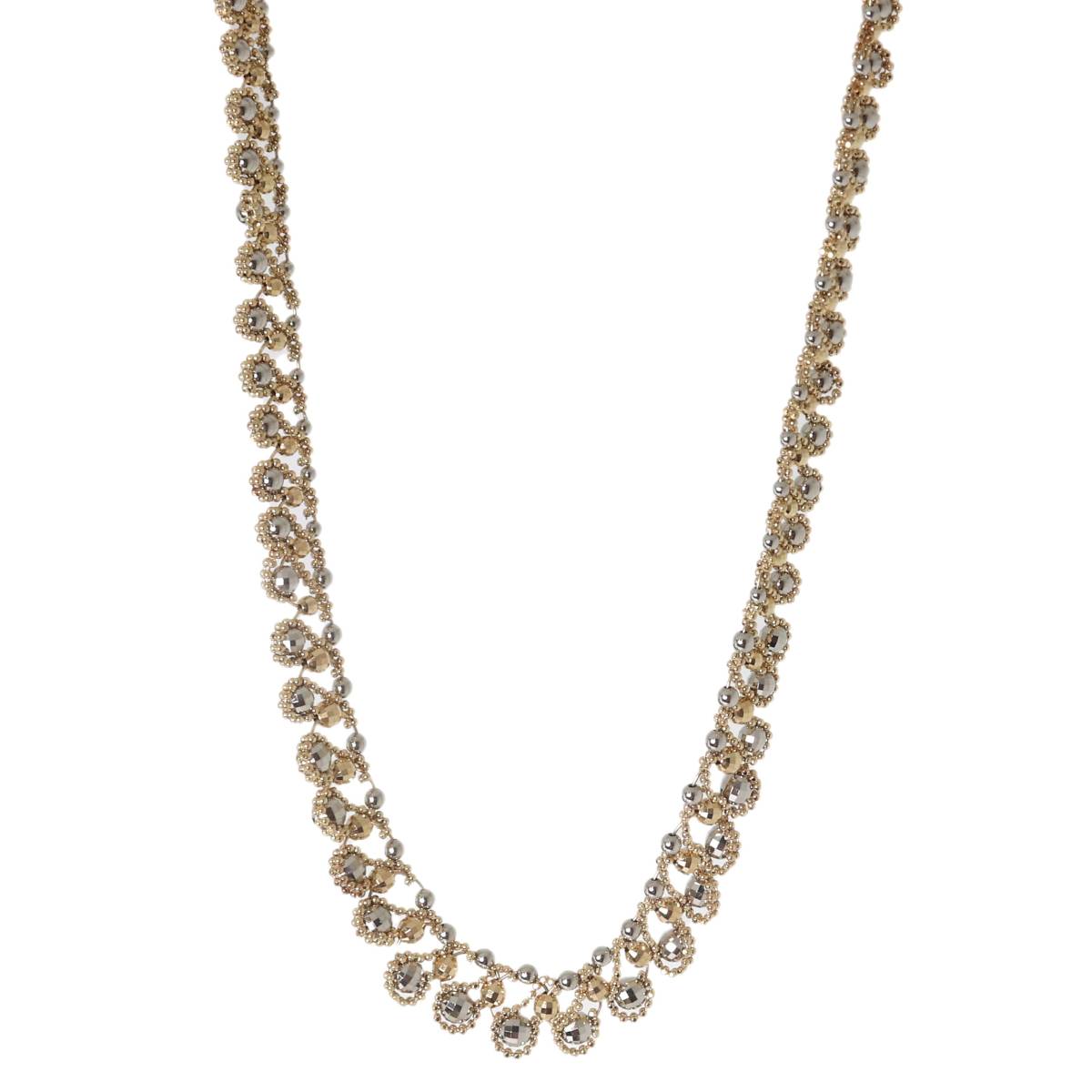 【中古】 PKコンビ グラデーション デザインネックレス K18 K18 × Pt850 プラチナ850 首周り約42.5cm 幅約9.2~11.7mm 重量約40.2g NT 磨き仕上げ品 Sランク