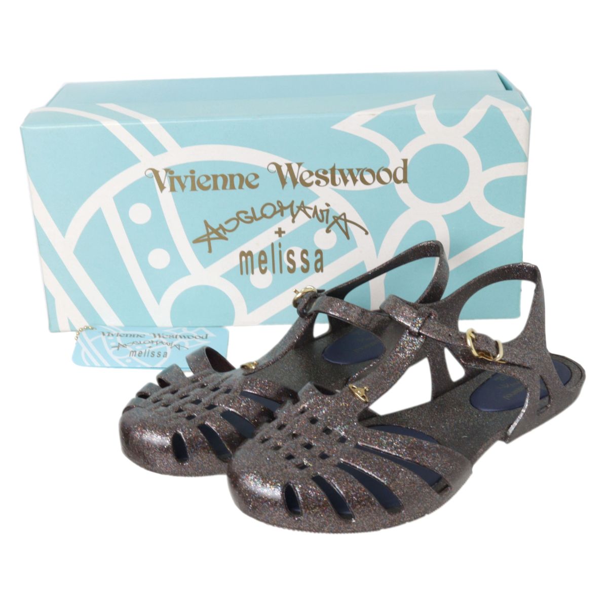 【中古】 Vivienne Westwood ヴィヴィアン・ウエストウッド Melissa メリッサ コラボ サンダル ラメ ANGLO MANIA NT Bランク