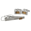 【中古】 Pierre Balmain ピエールバルマン タイガーアイ タイピン&カフスセット シルバー タイピン:50×6(mm) カフス:17×12(mm)...